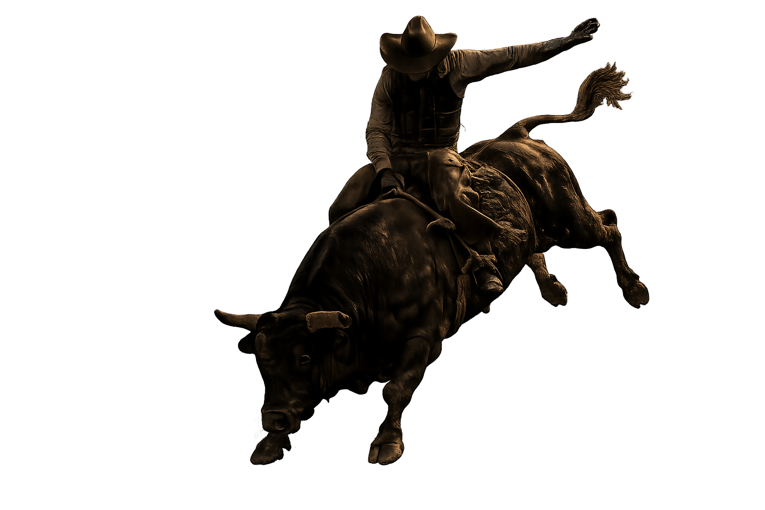 A bull rider representing the power and performance of the HTX Core affiliate network.